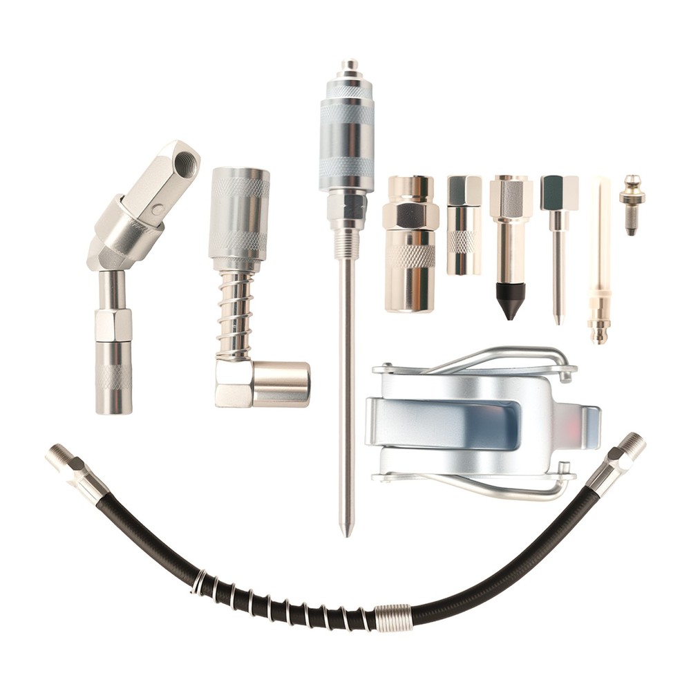 Complete Grease Gun Accessory Set 3000PSI with Spring Hose and Multiple Adapters