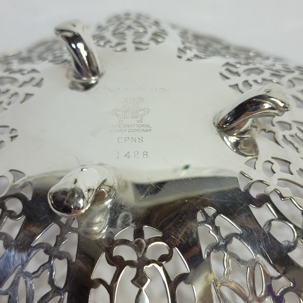Vintage Lovelace Silver Plate Reticulated Candy Dish Ruffled Edges, Footed