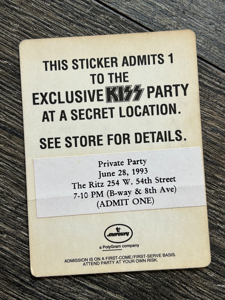 KISS Satin Pass Alive 3 Meet & Greet Release Party Ritz NYC 1993 Vintage Kiss