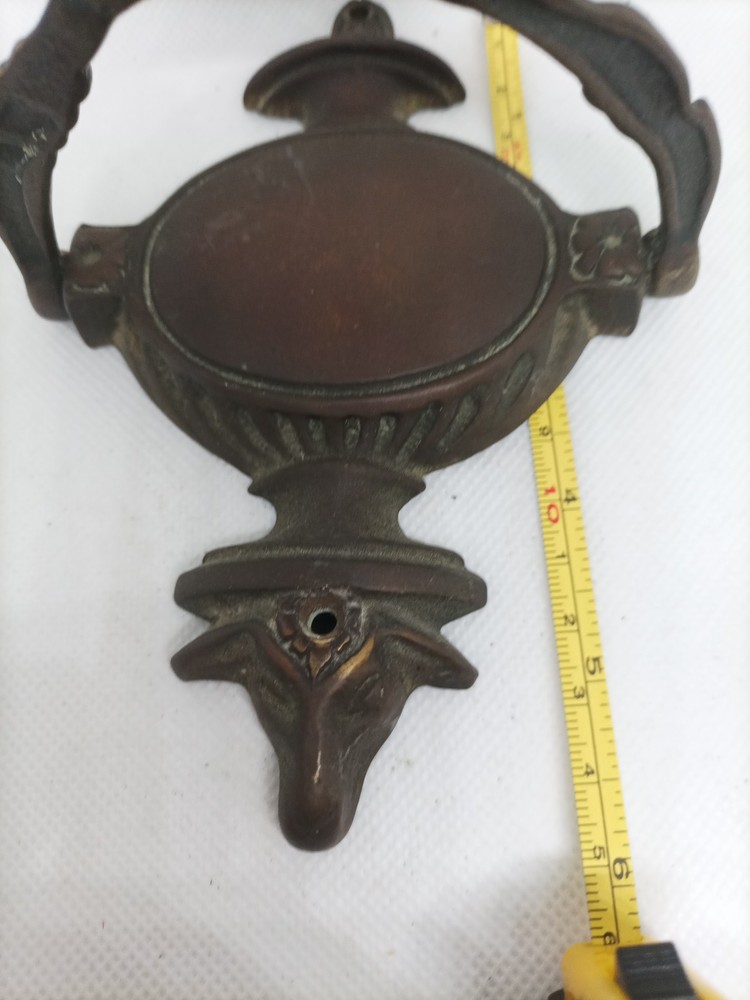 Antique Solid Brass Door Knocker Rams Head With Floral