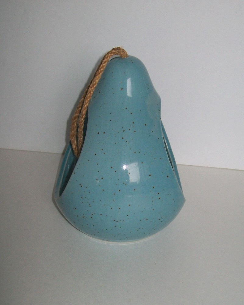 Hanging Teardrop Bird Feeder Blue Ceramic
