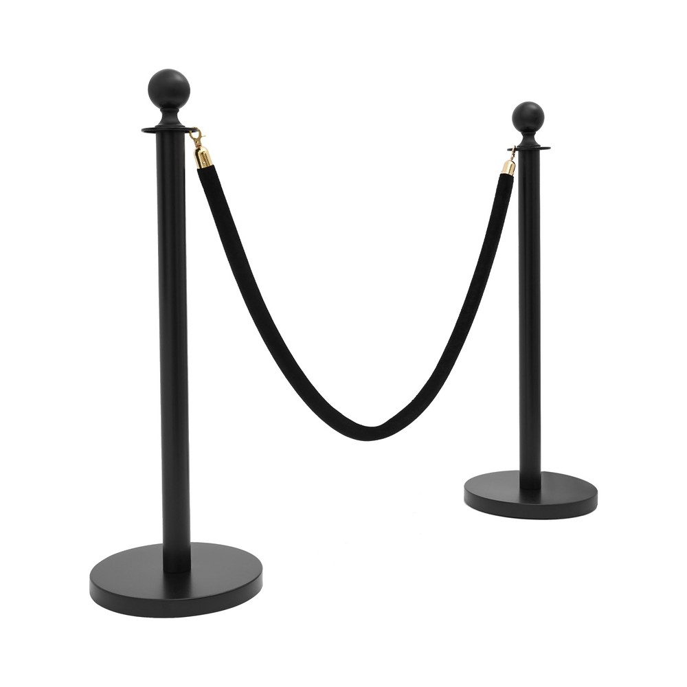 4 PCS Black Stanchion Posts Crowd Control Barriers Pole Post Set with Ball Top