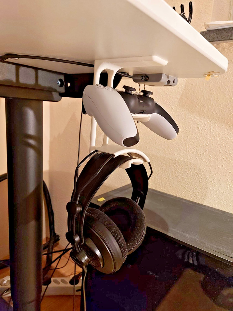 PS5 Dualsense Controller and Headphones Under Desk Holder Hanger