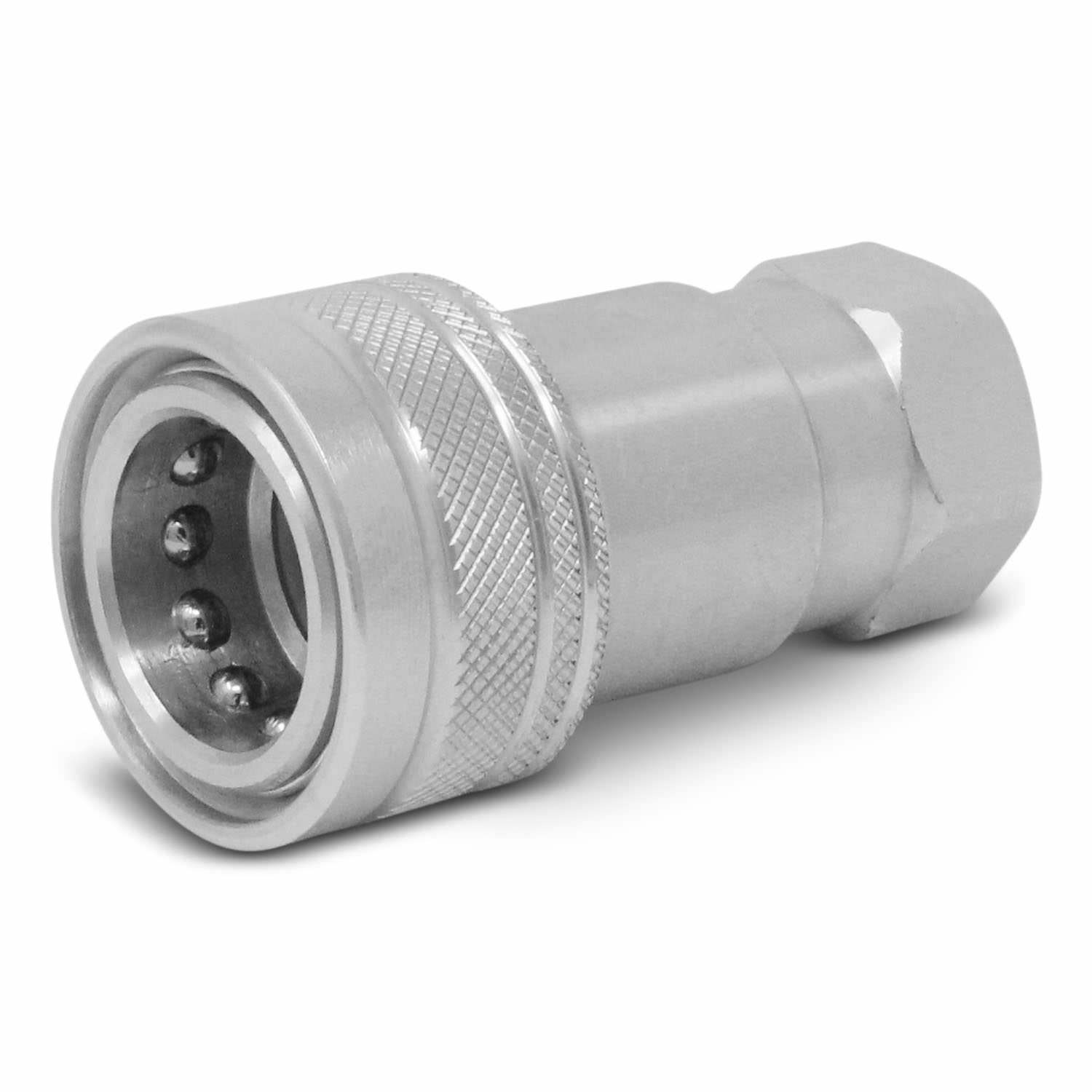 1/2″ Ag ISO 5675 Hydraulic Quick Connect Female Coupler, Poppet Valve, 1/2″ NPT