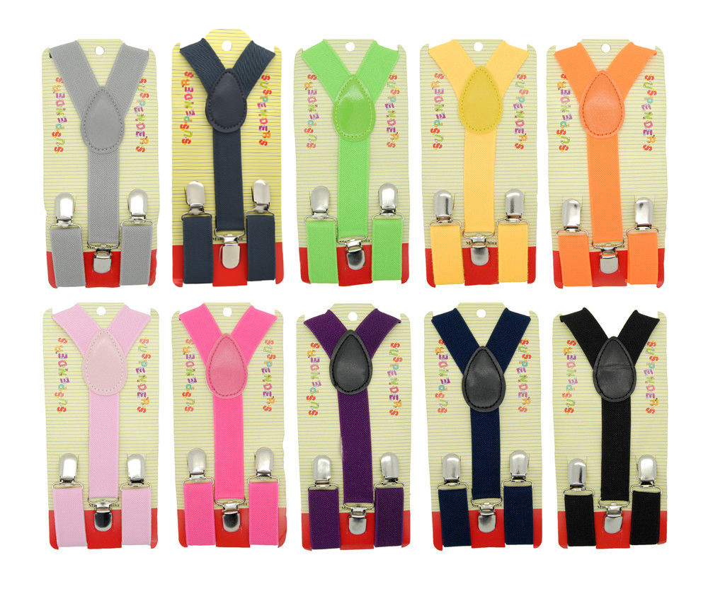 Babies, Boys, and Girls Clip-on Y-Back Children Elastic Suspenders 10 Colors