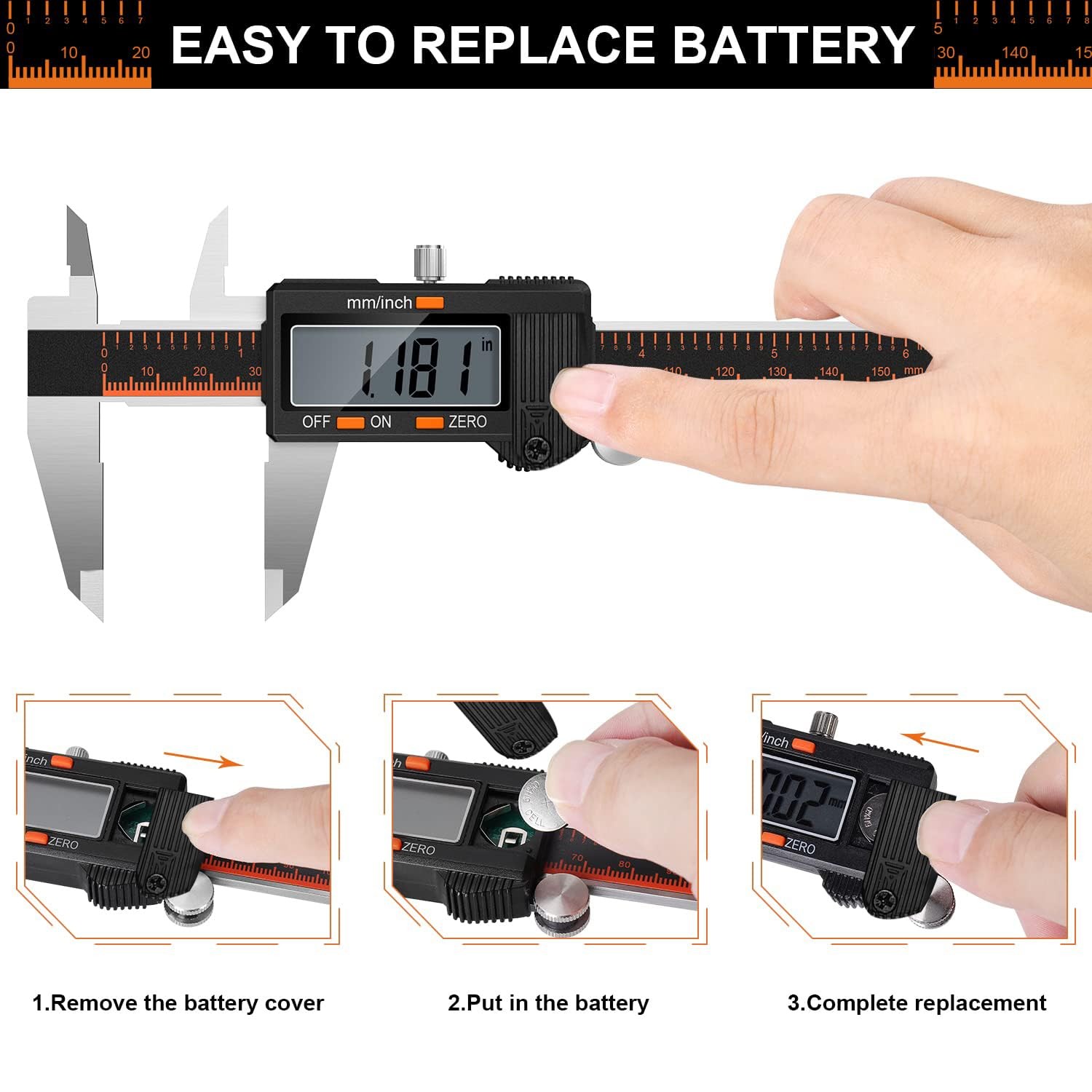 HARDELL Digital Caliper, 6 Inch Stainless Steel Caliper Measuring Tool with Larg