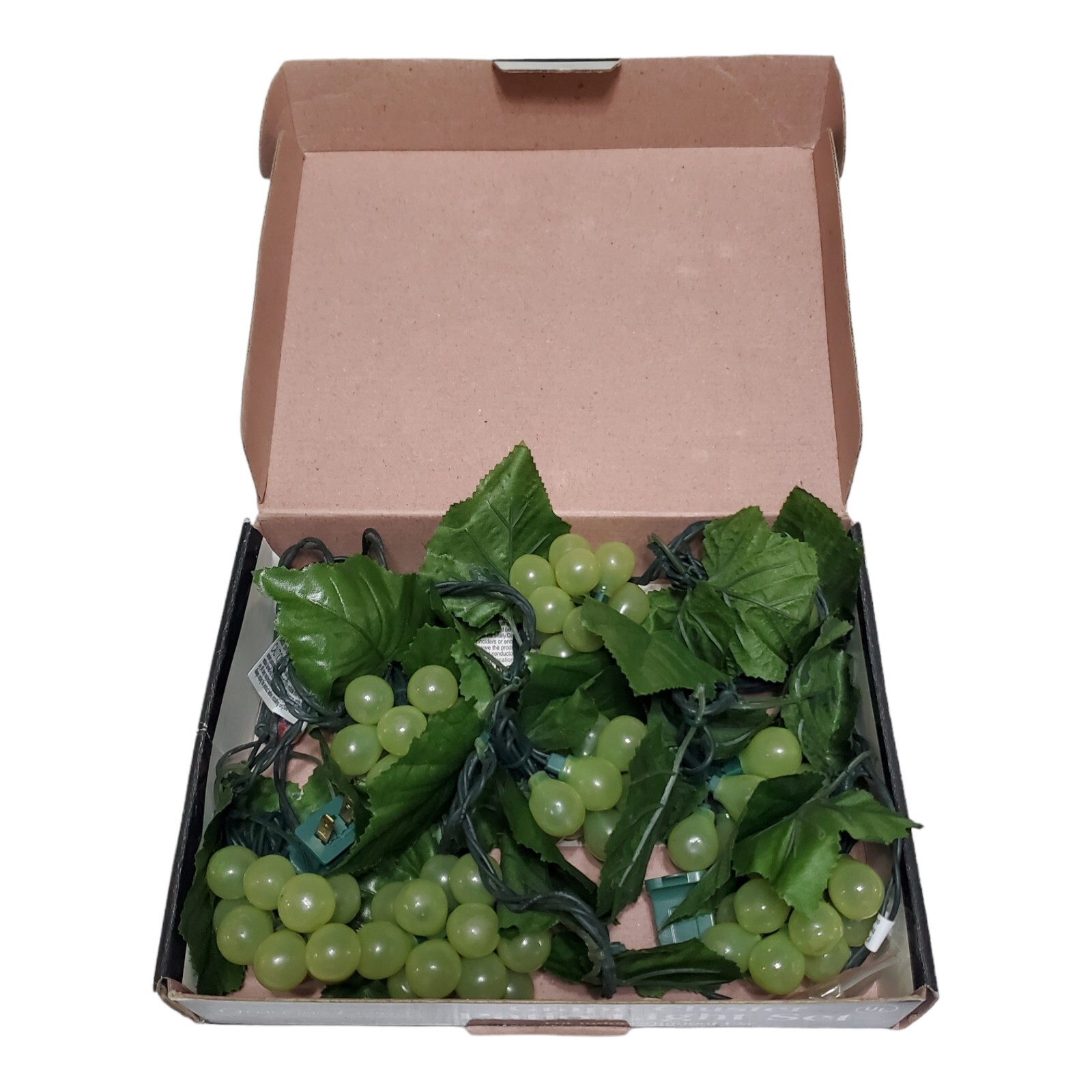Grape Cluster Patio Light Set Green Leaves 8' Cord, 8 Clusters, 100 Mini Lights