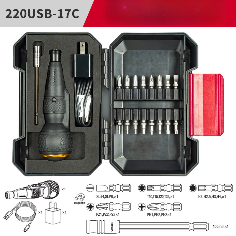 Multifunction Electric Cordless Screwdriver 220 USB Rechargeable Drill Set
