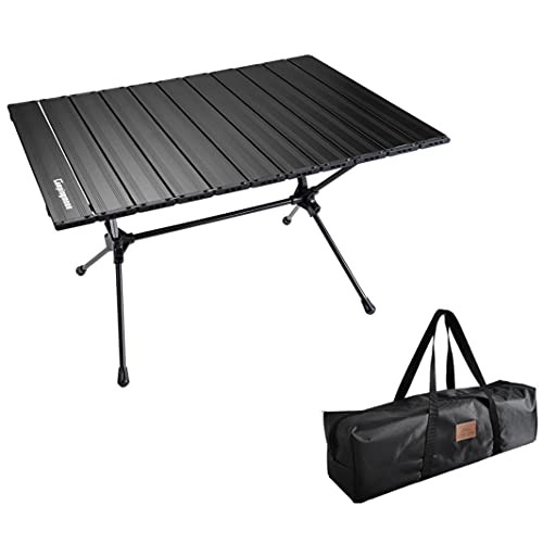 CAMPINGMOON Roll UP Camping Table Lightweight Foldable Aluminum with Black