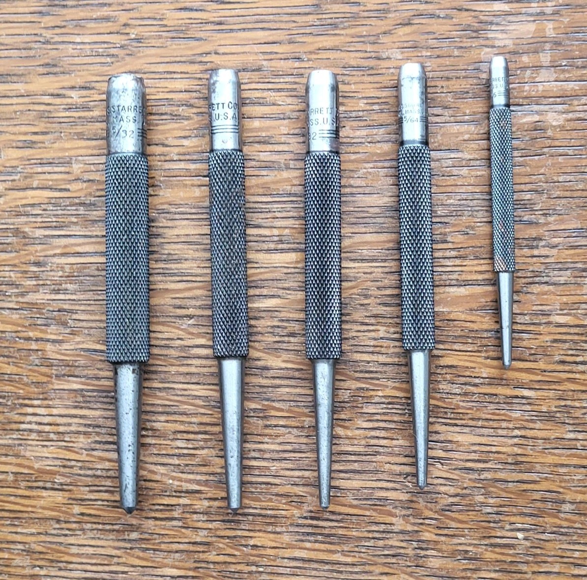 Vintage L. S. Starrett No. S 117 Set of (5) Center Punches Machinist Tools USA