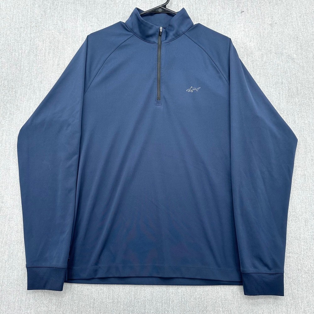 Greg Norman Pullover Mens Medium Blue Play Dry 1/4 Zip Performance Golf Sweater