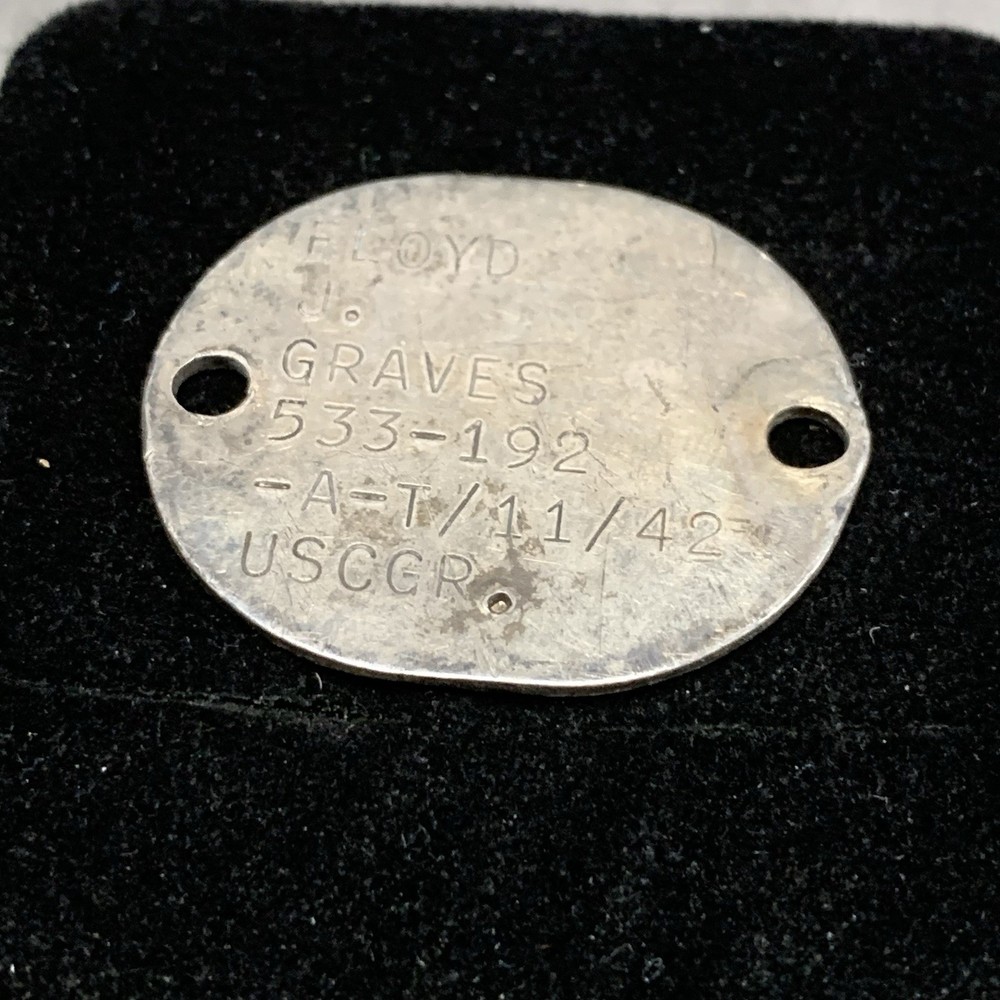Vintage WWII 1942 USCGR Coast Guard Dog Tag Sterling 925 Silver Finger Print