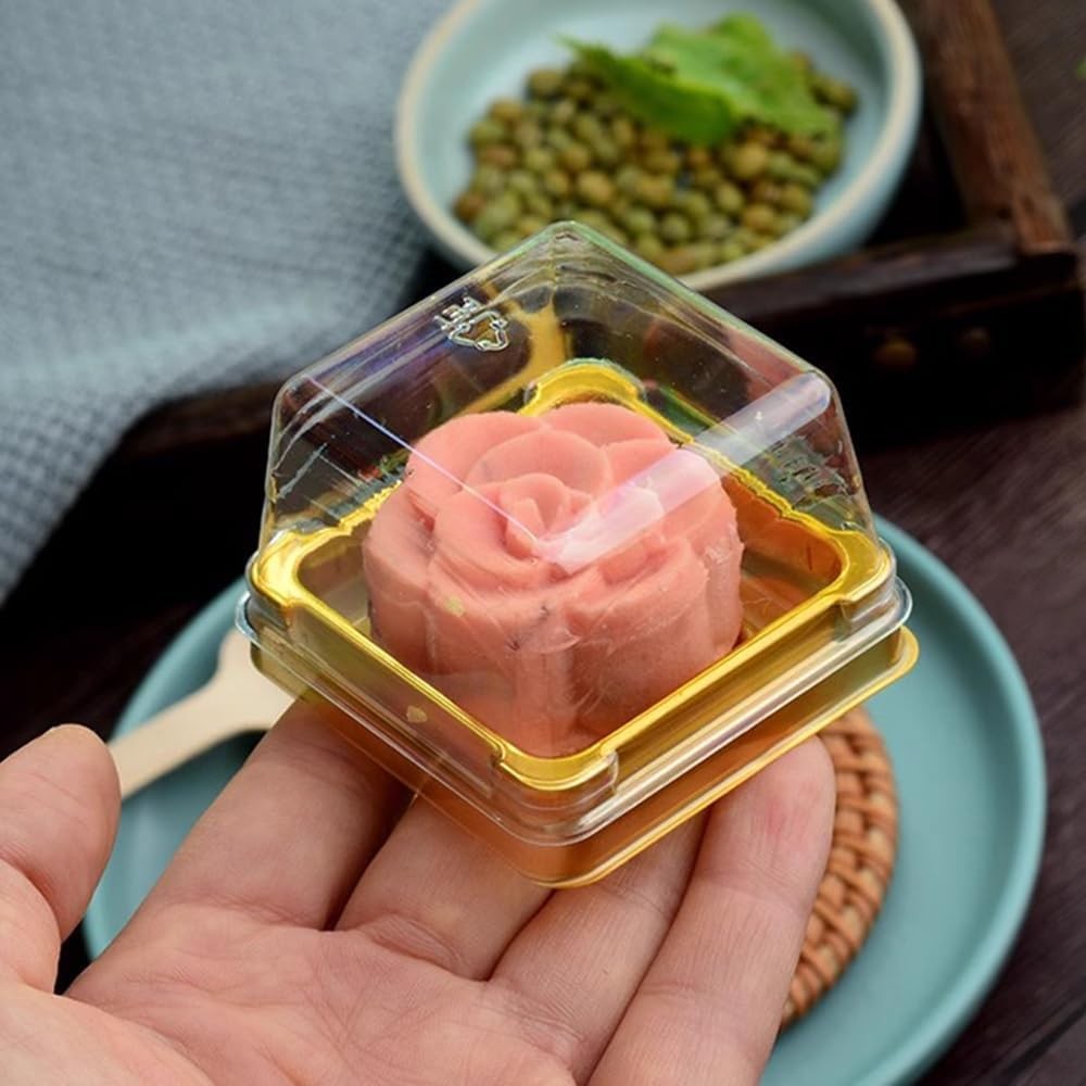 Clear Plastic Mini Cake Boxes, Square Cupcake Holders, Mini Dessert Packaging wi