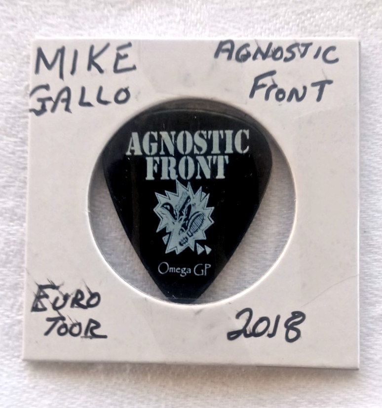 Agnostic Front Tour Issued Guitar Pick Mike Gallo European Tour 2018 Punk Rock
