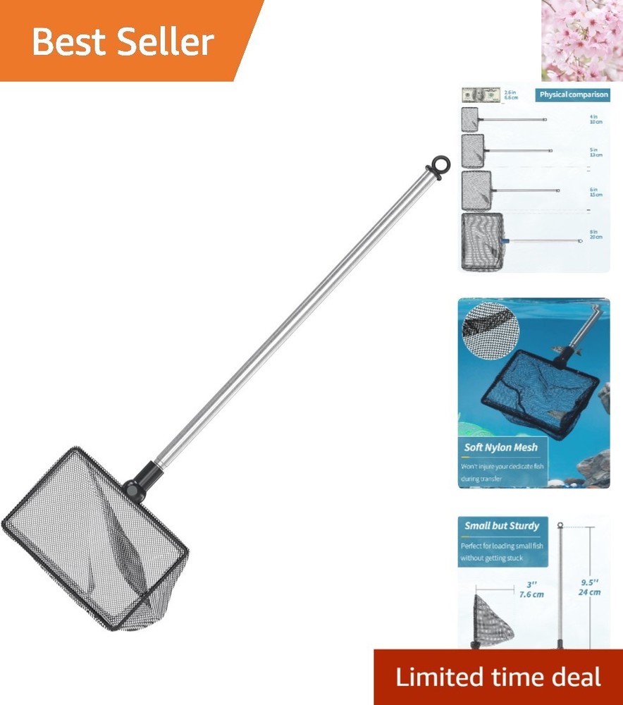 Versatile Fish and Debris Net with Telescopic Handle - 4 Inch Square Design