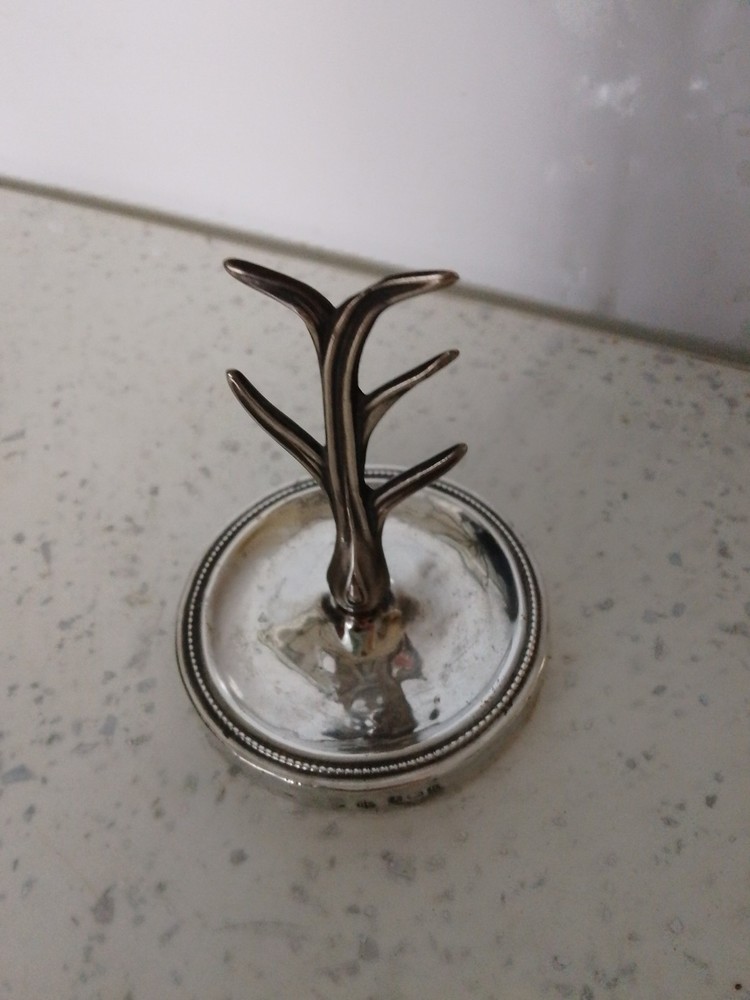 Superb Little Antique 1907 Hallmarked solid Silver RING Tree - Ring Stand VGC