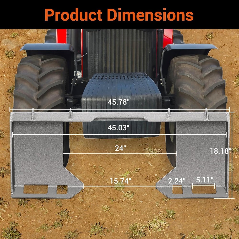 3/8" Skid Steer Quick Tach Mount Plate Universal Adapter for Loader Tractor