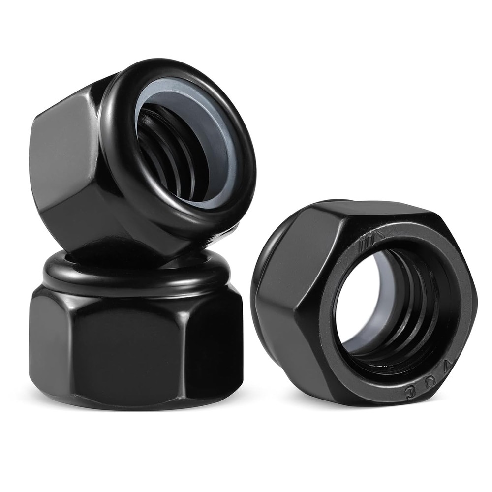 100Pcs #6-32 Lock Nuts, Nylon Insert Locknuts 304 Stainless #6-32, Black