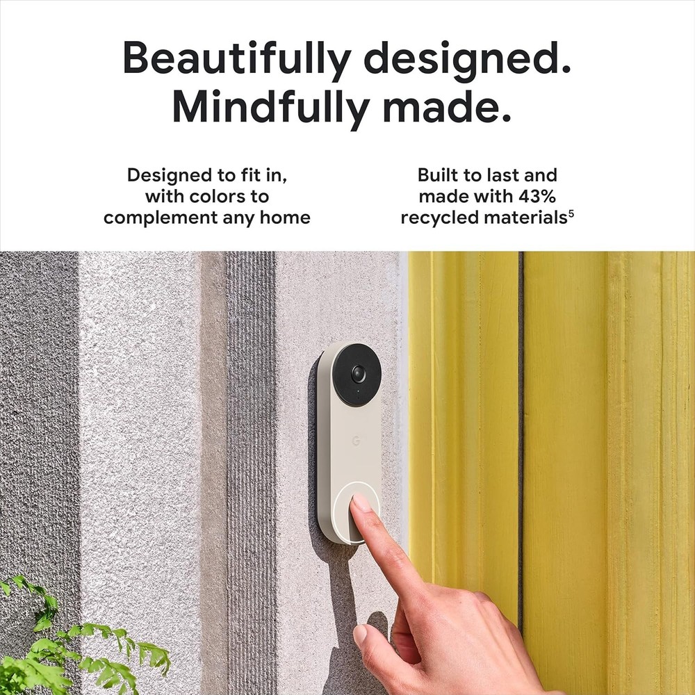 Google Nest Doorbell Smart 2K Wired 3rd Generation with Gemini HAZEL