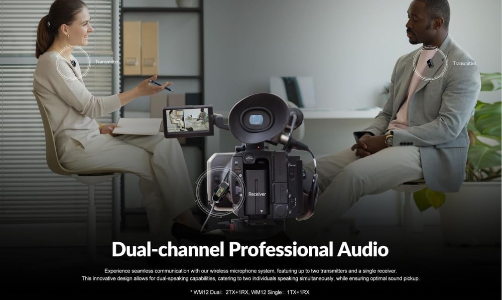 WM12 Single Mini Wireless Microphone System, Includes: 1 Transmitters + 1 Rec...