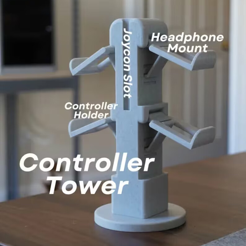 Universal Gaming Controller Tower | Controller Stand & Headphone Hanger - Cu