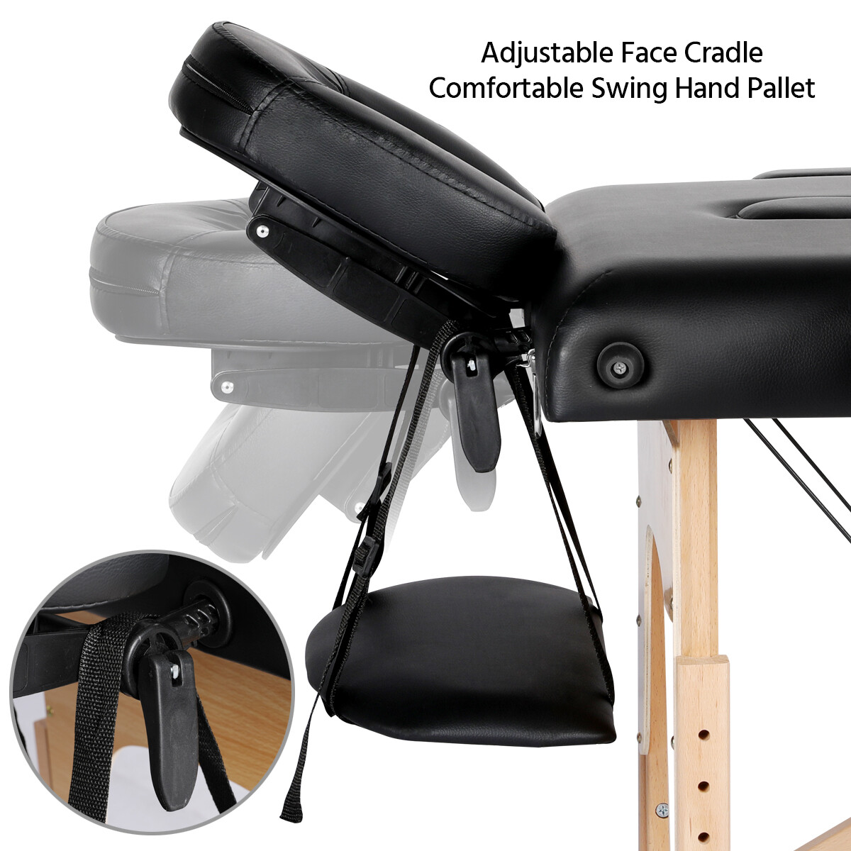 Portable Massage Table Height Adjustable Salon Spa Bed Lashing Table 3 Folding