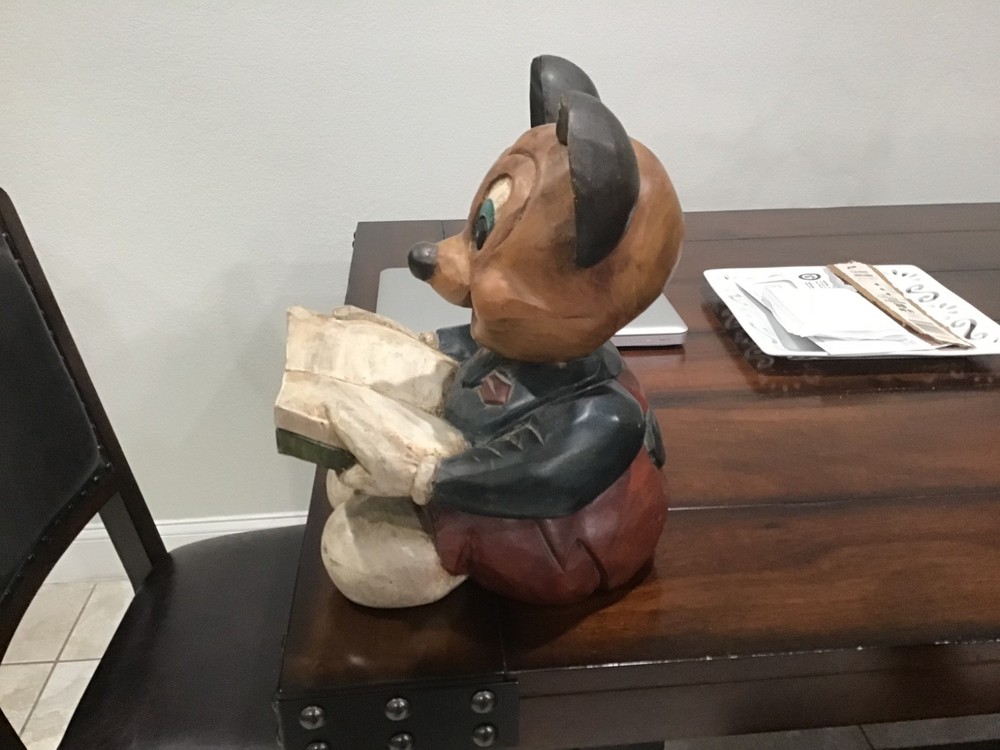 Vintage 1960’s Mickey Mouse Solid Wood Carving