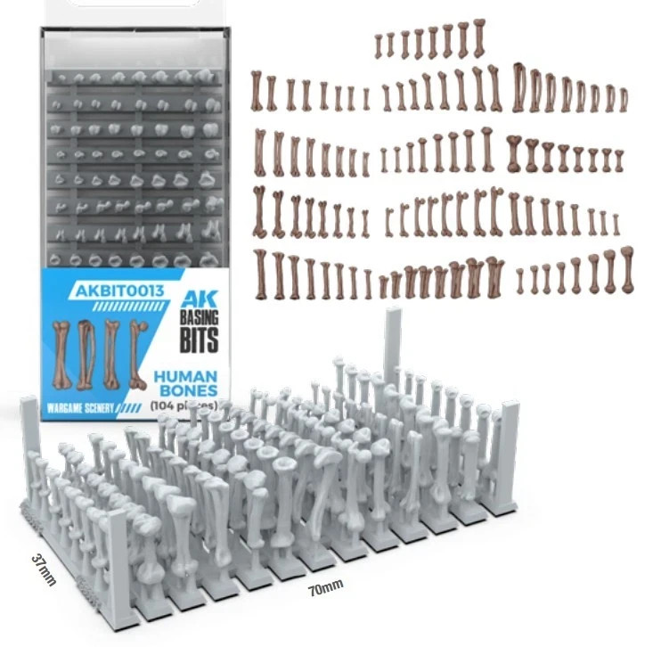 AK Interactive Basing Bits 28mm/32mm Wargame Scenery Human Bones (104pcs)