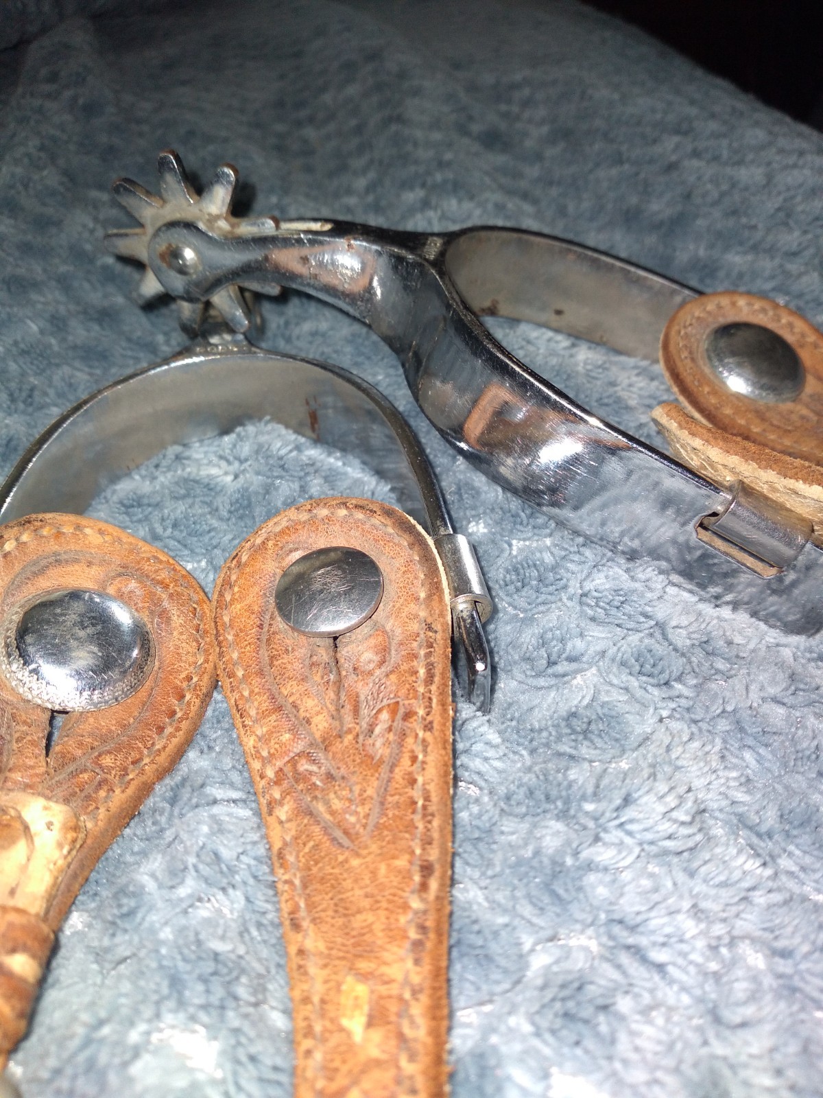 NICE VINTAGE PAIR OF STAINLESS STEEL WESTERN COWBOY SPURS