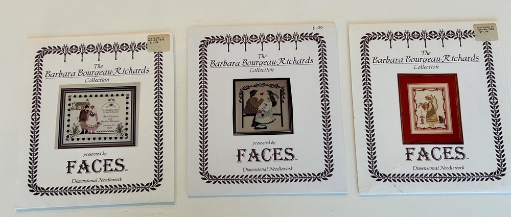 Barbara Bourgeau-Richards Faces Dimensional Needlework Patterns Lot 3