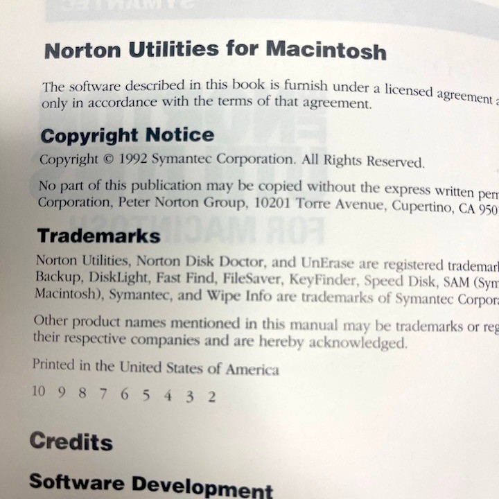 1995 Norton Utilities for Macintosh Computer v 2.0 User's Manual