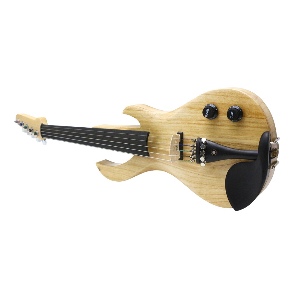 5 String 4/4 Electric Violin Large Jack Style Solid Wood with Case Shoulder Rest