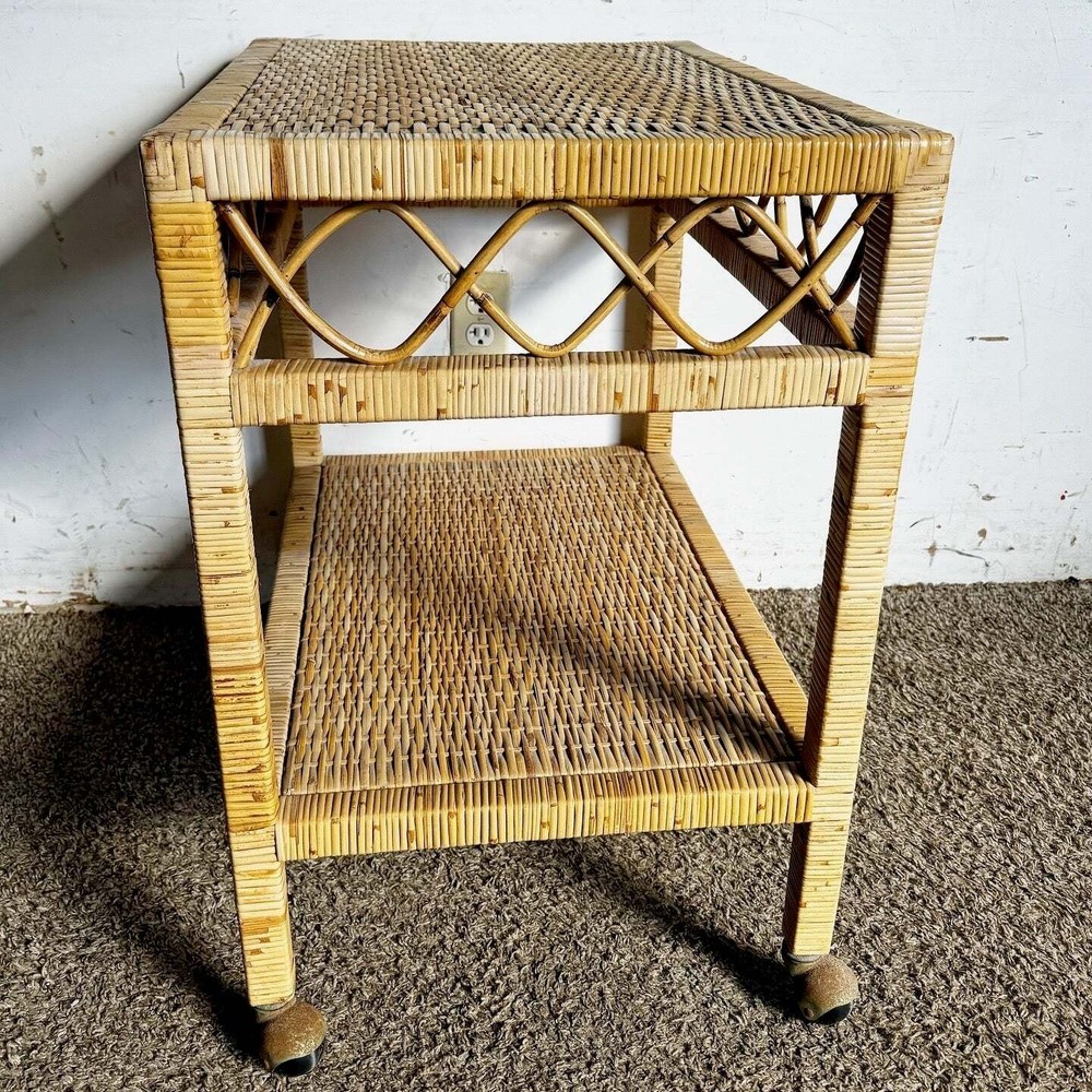 Boho Chic Wicker Two Tier Cart