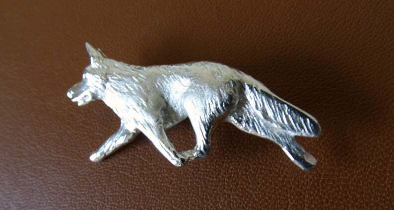 Large Sterling Silver German Shepherd Dog Moving Study Brooch