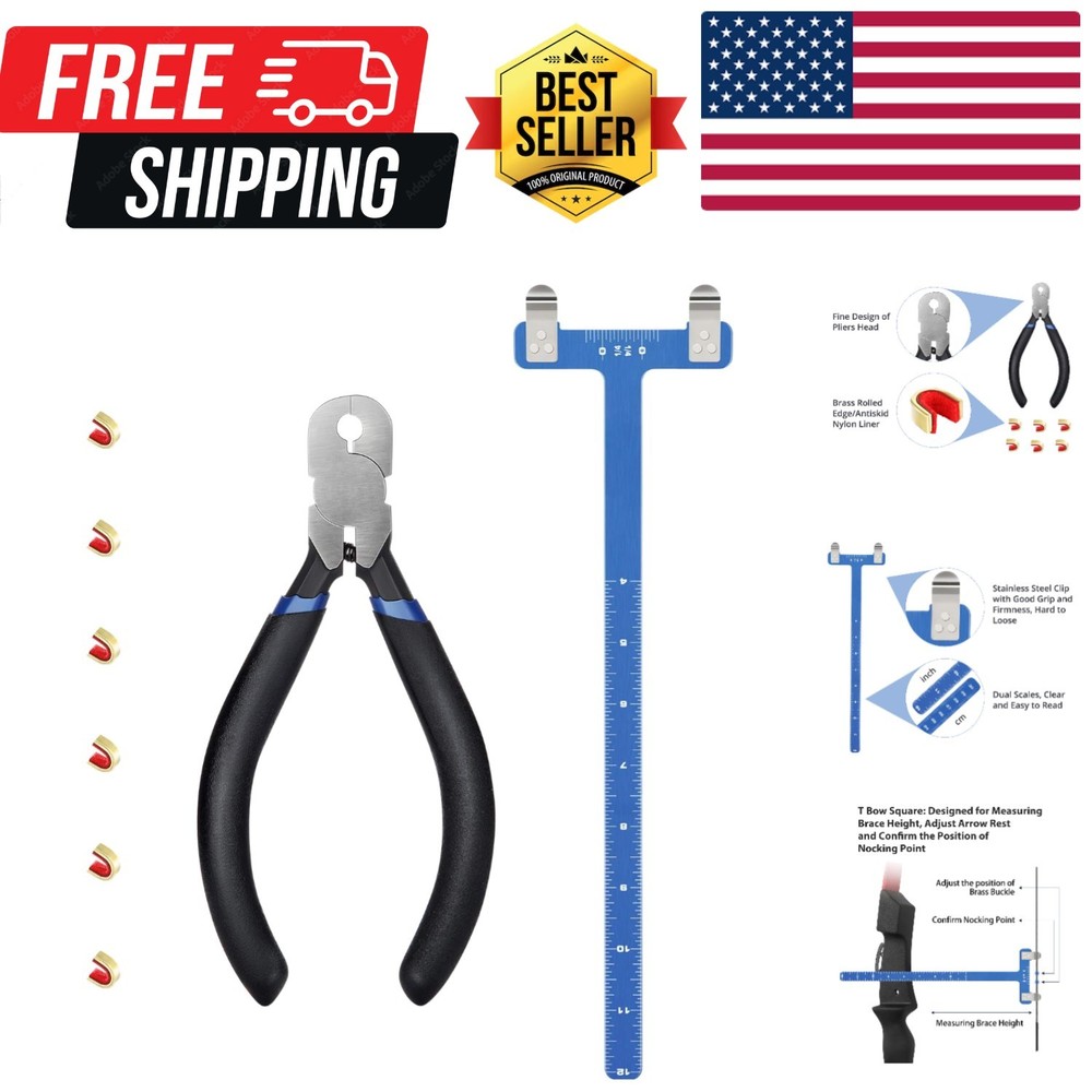 Bow String Nocking Points Pliers Strings Knock Set T Shape Bow Square Ruler N...