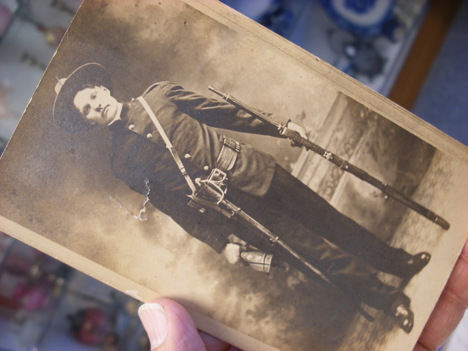Real Photo Postcard RPPC - US Soldier 13th cavalry Company M Oconomowoc WI #3738