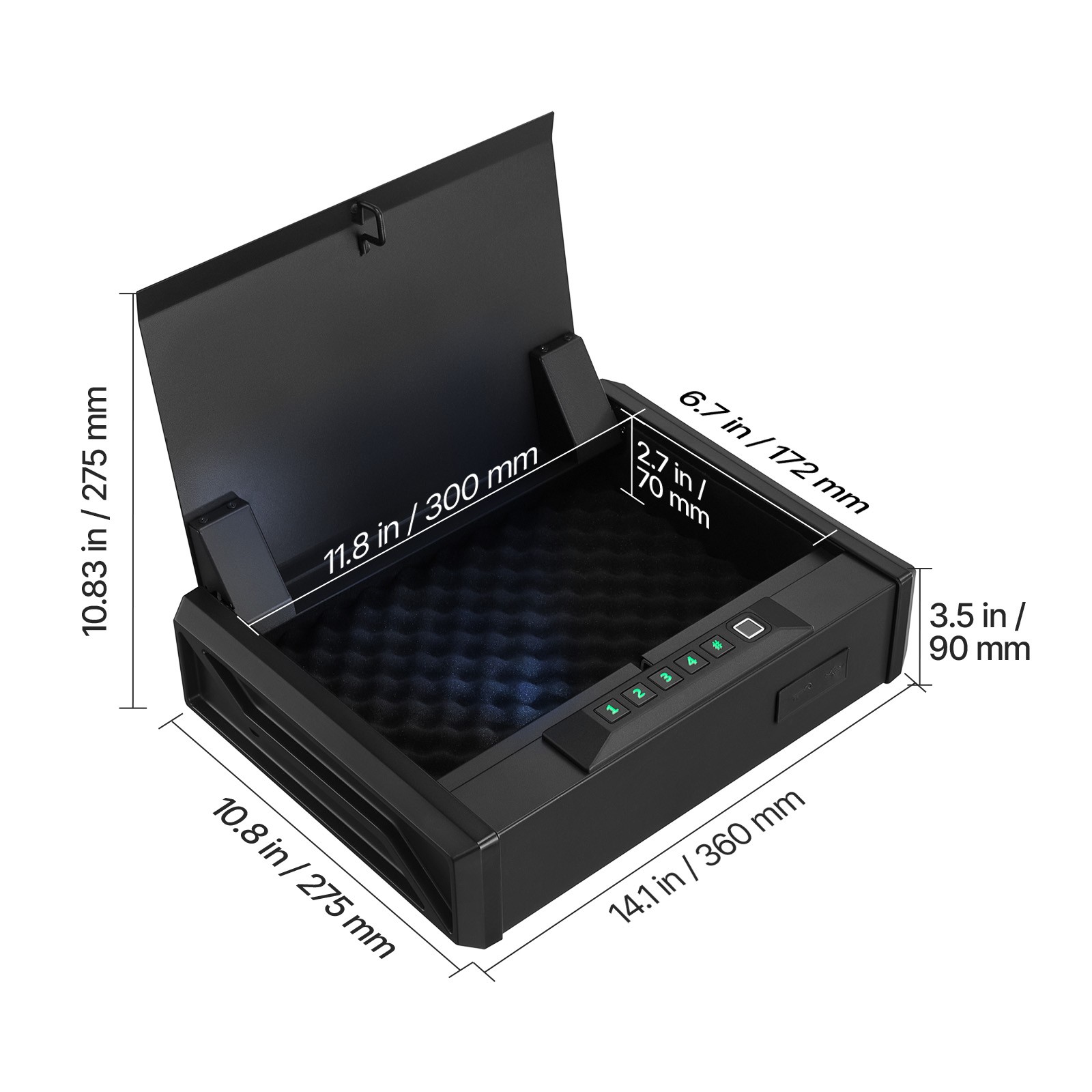 Uimoso Secure Gun Safe with Biometric Lock,Keypad,and Illumination for 2 Pistols