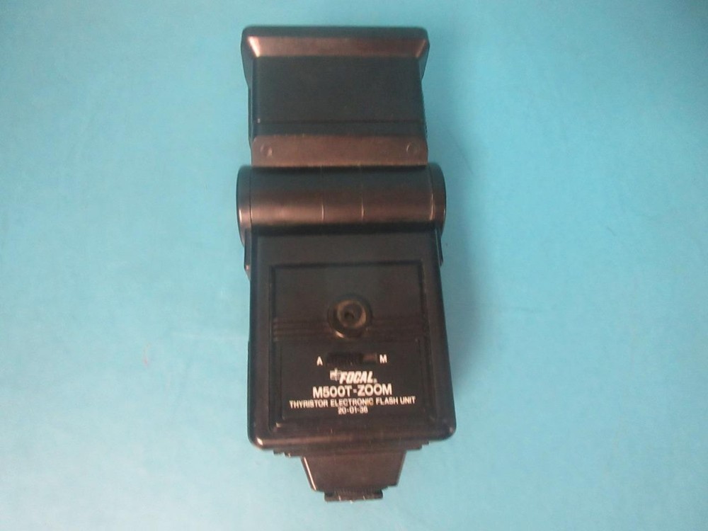 FOCAL M500T-ZOOM TRANSISTOR ELECTRONIC FLASH UNIT W/ DIFFUSER TESTED 20-01-36