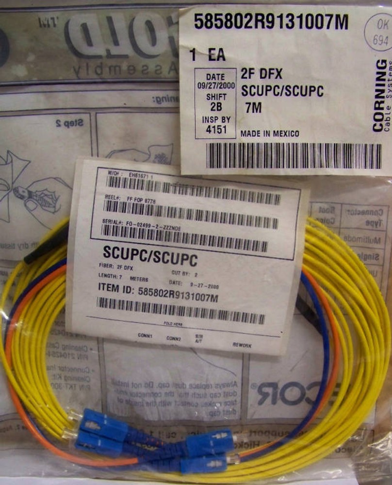 Siecor Gold Patch Cable Yellow -60db 2F DFX 7M SCUPC/SCUPC
