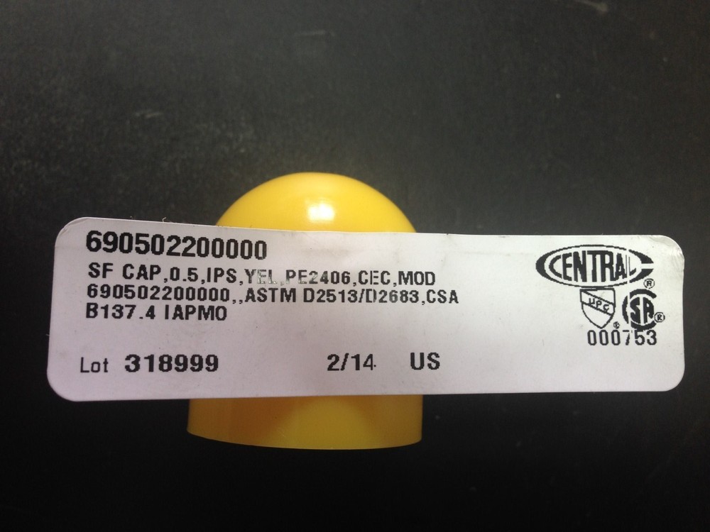 (10) Central Plastic Socket Fitting End Cap .5" Electrofusion Cat # 690502200000