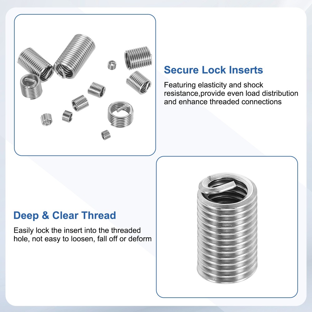 20pcs Wire Thread Inserts 8#-32 UNC 3D 12.6mm Helical Threaded Sleeve