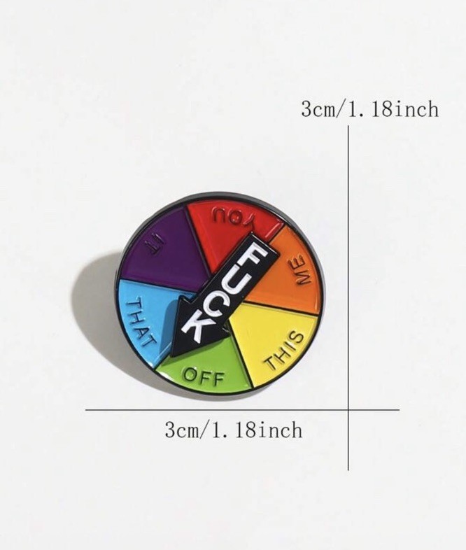 Funny Lapel Pin. Spinning Pointer.