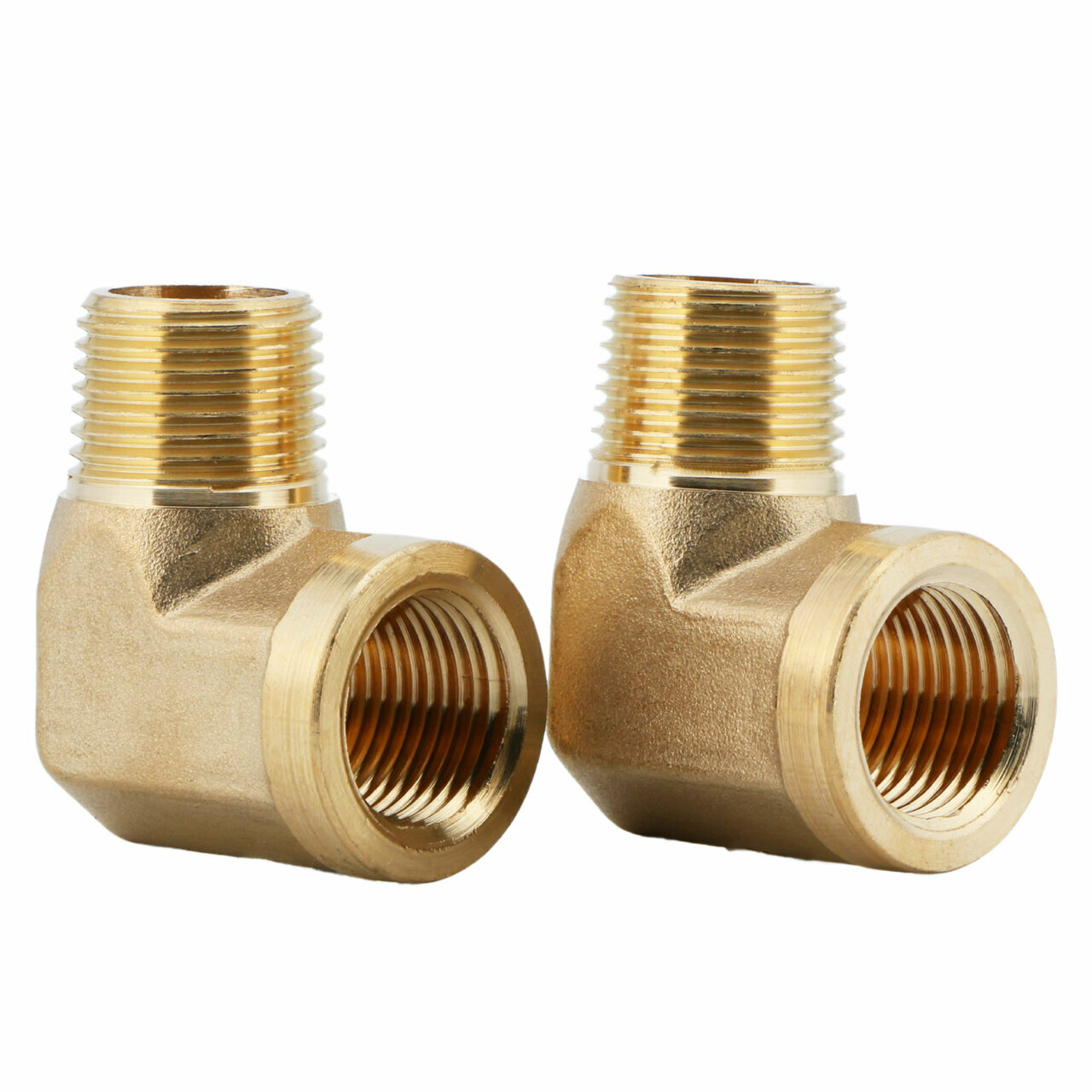U.S. Solid 90 Degree Elbow Brass Fitting NPT 1/4" Male x 1/4" Female, 2pcs