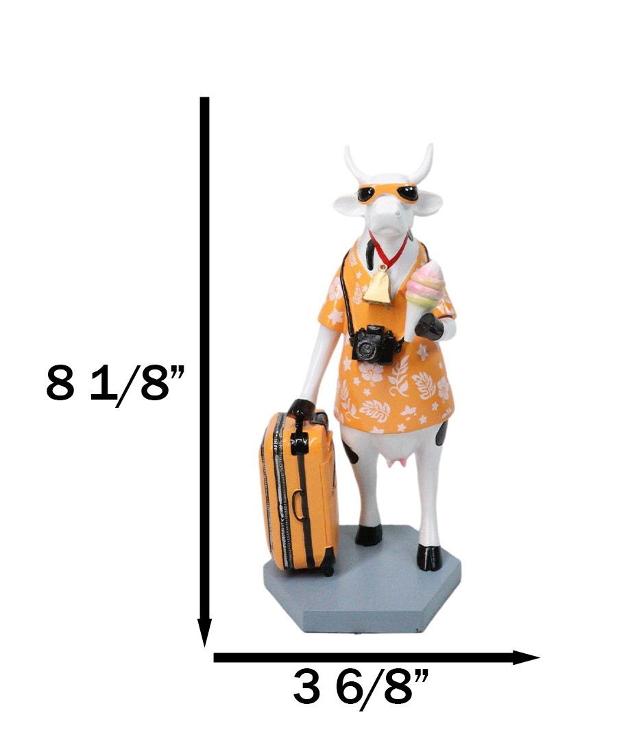 Cow Parade Mile High Traveler Vacation Cow With Luggage Collector's Figurine