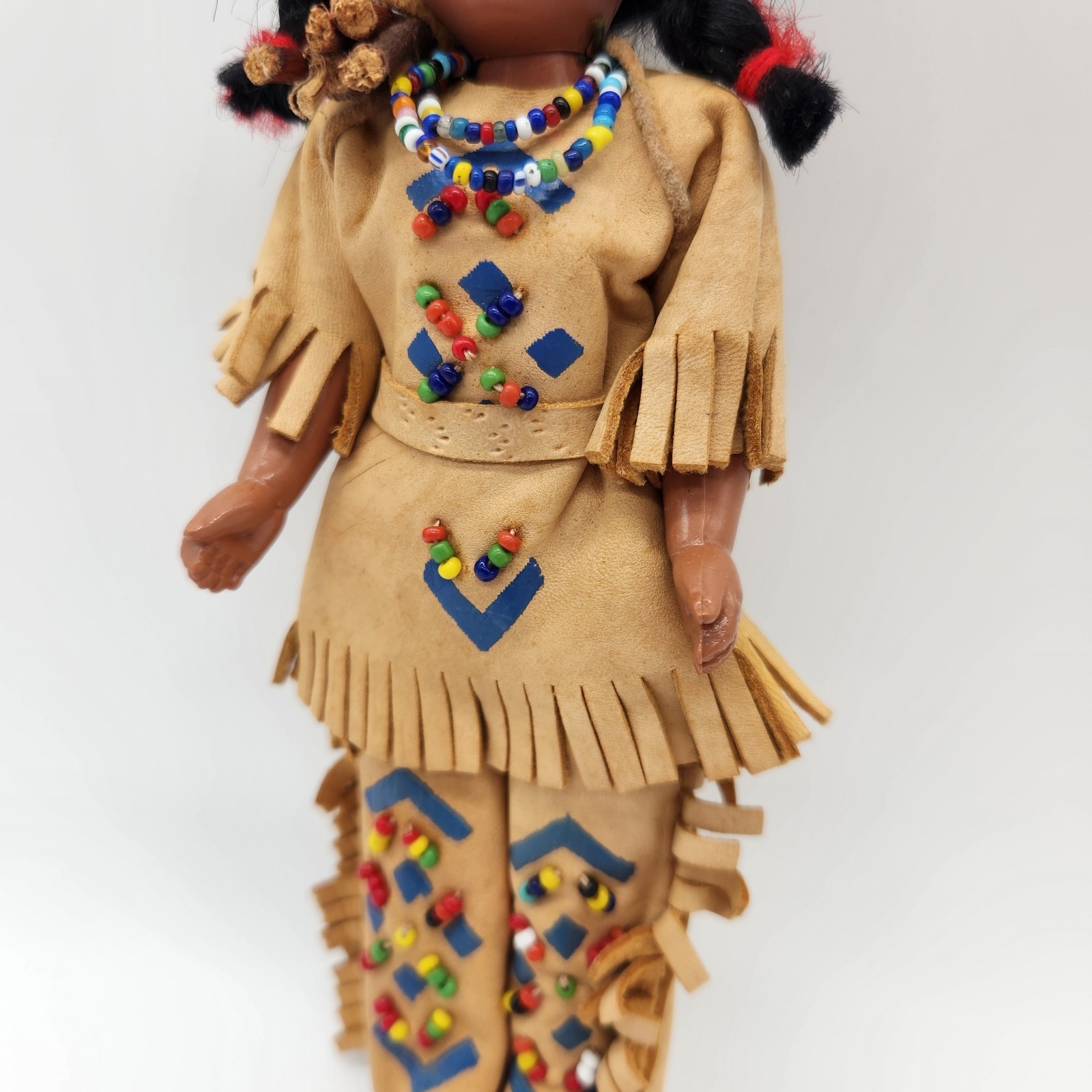 Vintage Plastic Native American Indian Girl Doll 7.5"