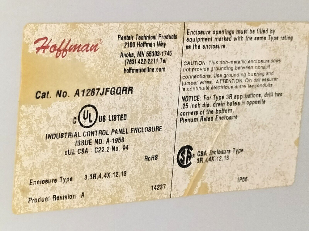 Hoffinan A1287JFGQRR Enclosure 940967