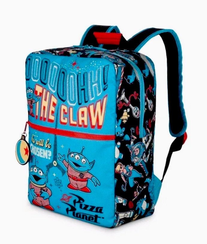 Disney Parks Toy Story Space Aliens Pizza Planet The Claw 15” H Backpack NEW
