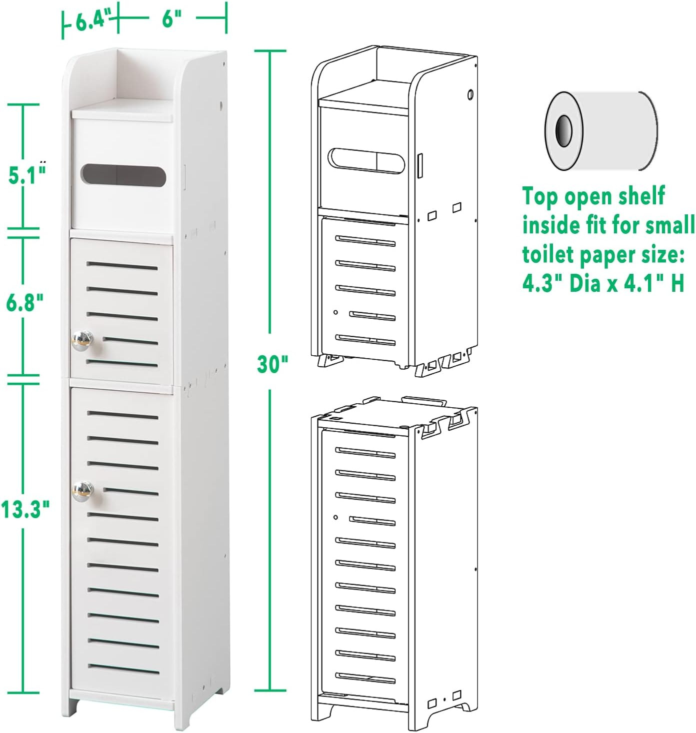 Storage Cabinet for Small Spaces, over the Toilet Cabinet for Skinny Bathroom St