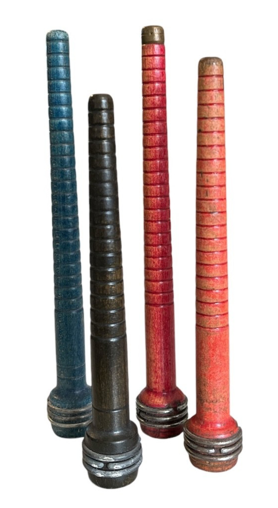 4 Vtg Wooden Textile Mill Thread Bobbins Spindle Multiple Colors Farmhouse Decor