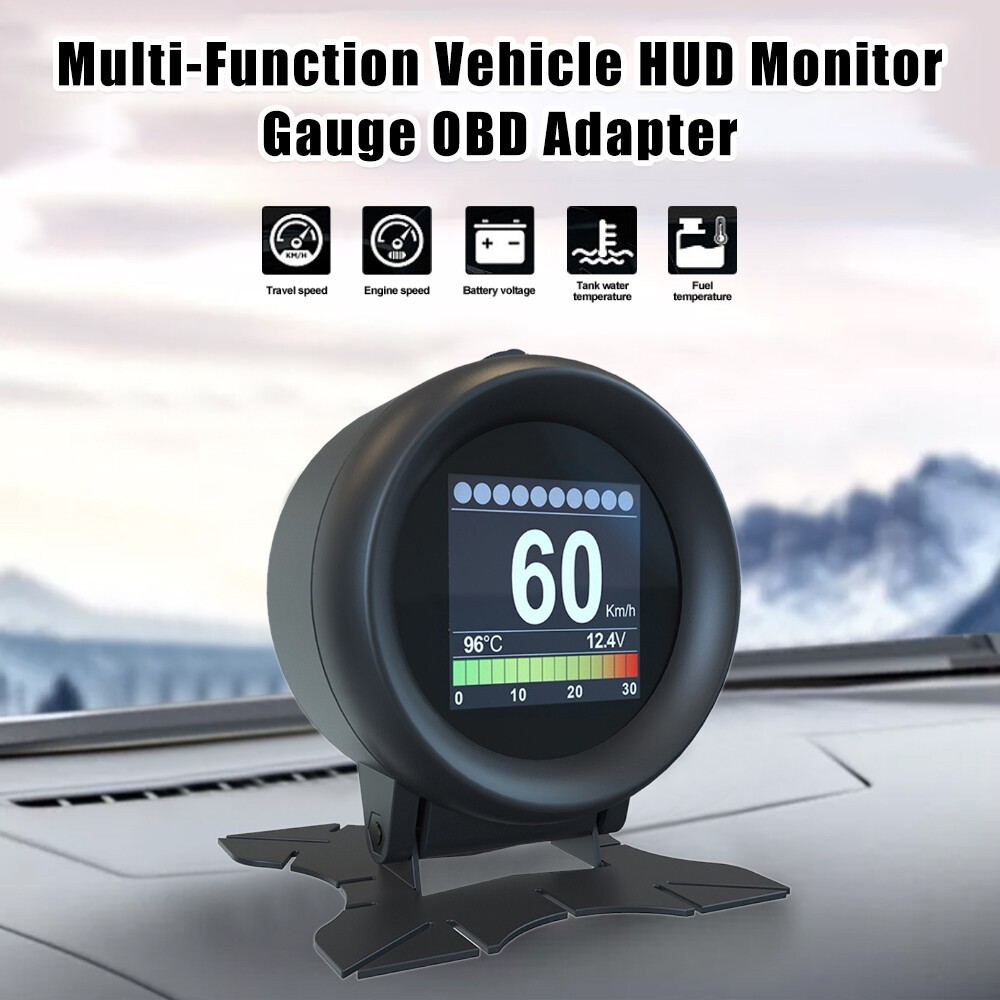 Car HUD Computer OBD2 Digital Speedometer & Water Temperature Indicator Display
